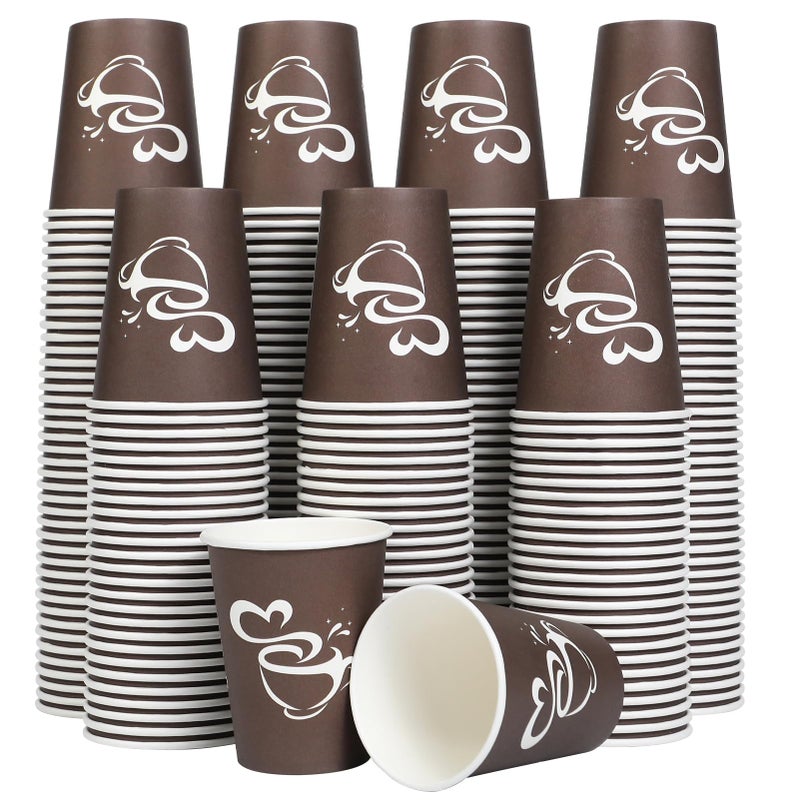 Clawsoff 300 Count 12 oz Paper Coffee Cups Disposable Drinking Cups for Hot or Cold Beverage 12 ounce Brown Coffee Cups for Party Business Travel Picnic